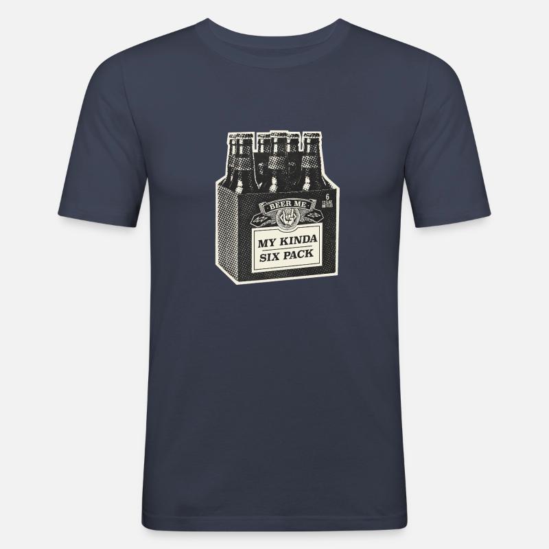 My Kinda Six Pack - Männer Slim Fit T-Shirt - Navy