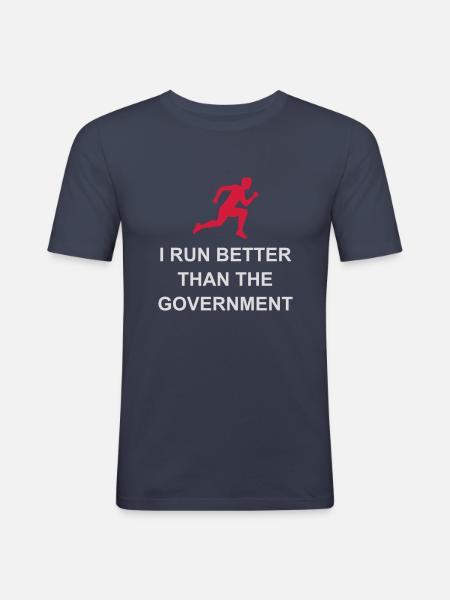 run better than government - Men's Slim Fit T-Shirt - navy