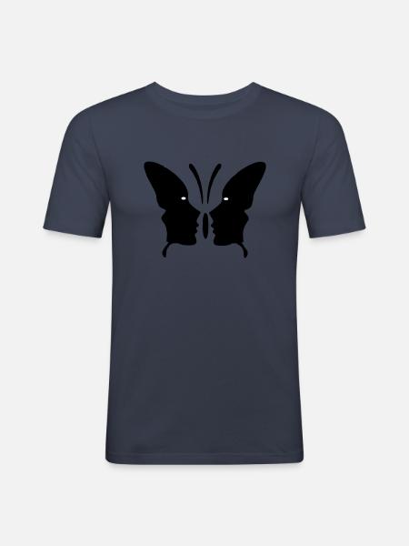 Papillon - T-shirt près du corps Homme - bleu marine