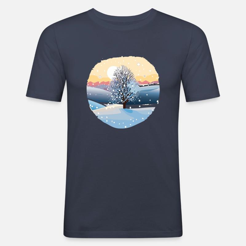Winter Magic: Snow Magic Tree - Men's Slim Fit T-Shirt - navy