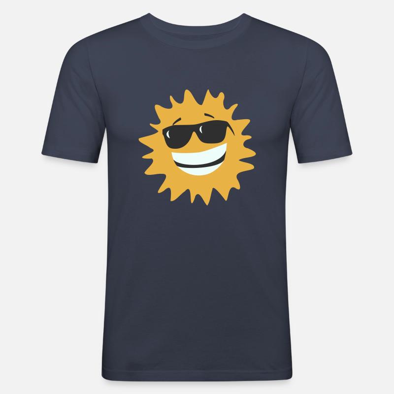 Sonne mit Brille - Männer Slim Fit T-Shirt - Navy