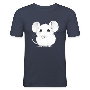 niedliche Manga-Maus - Männer Slim Fit T-Shirt - Navy - Vorne - Nik (191cm)