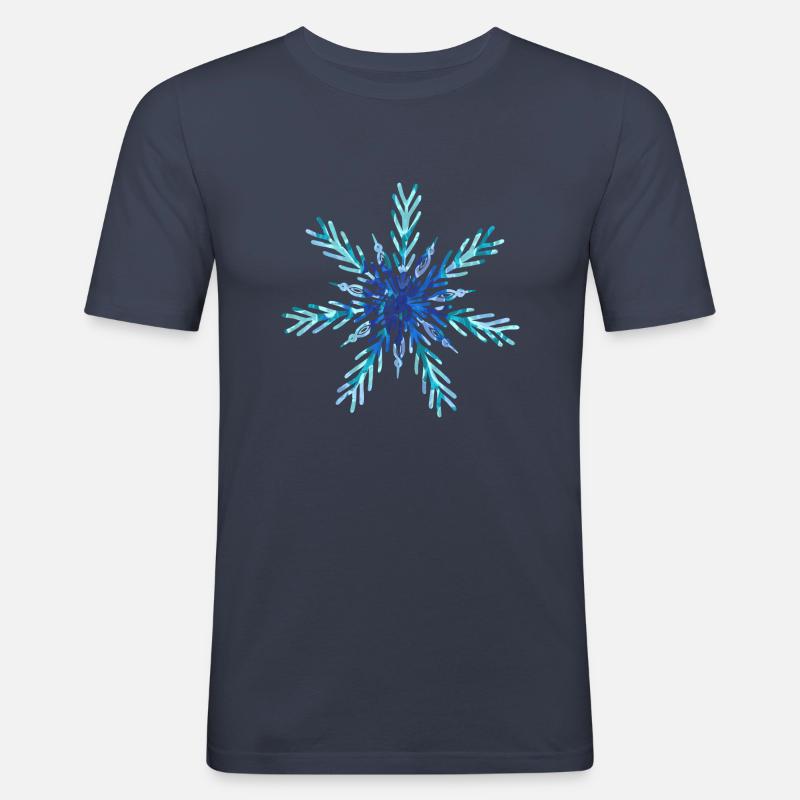 Schneeflocken-Eiskristall - Männer Slim Fit T-Shirt - Navy