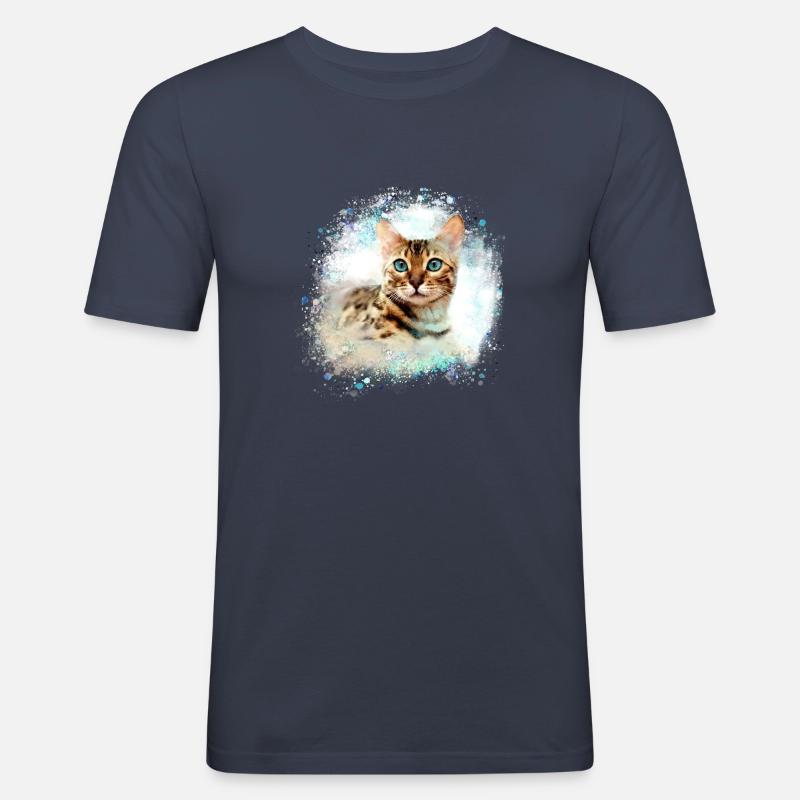 bengalkatze,katze,bengal,graffiti,malerei - Männer Slim Fit T-Shirt - Navy