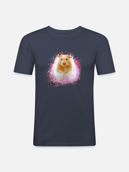 hamster, graffiti,malerei,pink,goldhamster - Männer Slim Fit T-Shirt - Navy