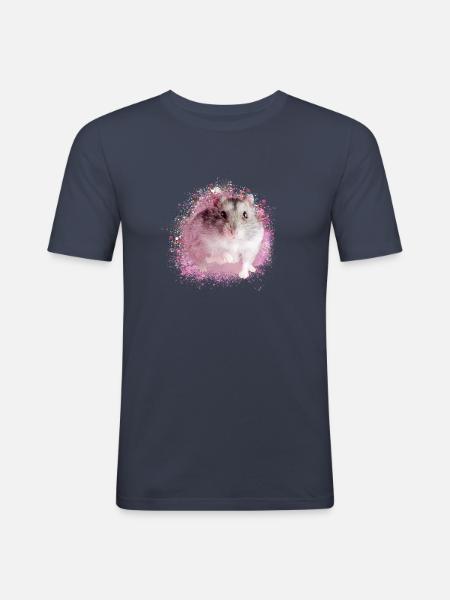dwarf hamster,hamster,white,graffiti,painting,pink - Men's Slim Fit T-Shirt - navy