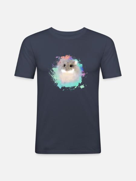 zwerghamster,hamster,bunt,graffiti,malerei,mint - Männer Slim Fit T-Shirt - Navy
