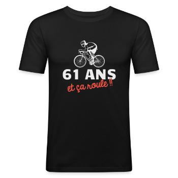 61 ans et ça roule Cyclisme Vélo - T-shirt près du corps Homme - noir - Devant - Nik (191cm)