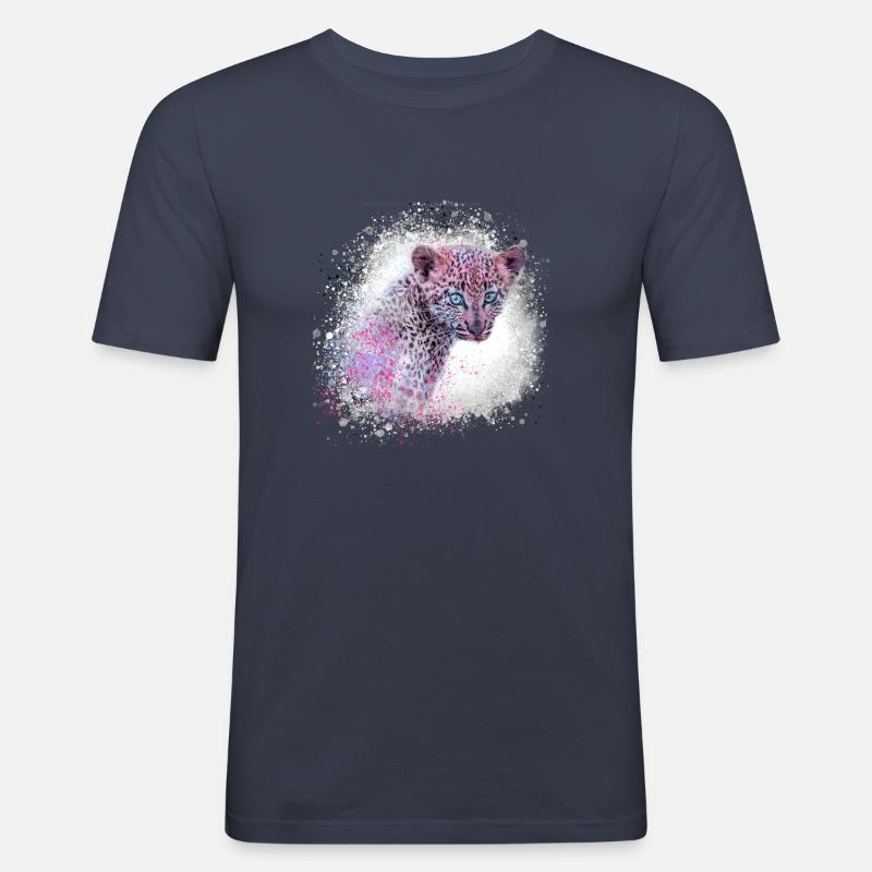 leopard, katze, wildkatze, graffiti, malerei,grün - Männer Slim Fit T-Shirt - Navy