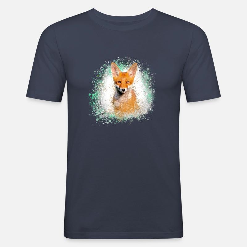 fuchs ,Graffiti, Malerei,fuchs ,aquarell - Männer Slim Fit T-Shirt - Navy