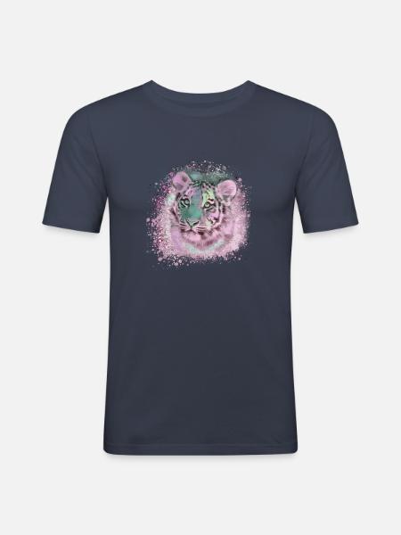 tigerbaby,tiger,pink,graffiti,painting - Men's Slim Fit T-Shirt - navy