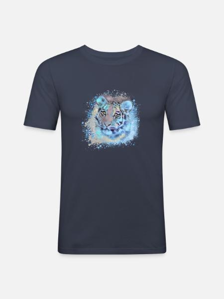 tigerbaby,tiger,blue,graffiti,painting - Men's Slim Fit T-Shirt - navy