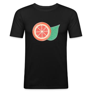 Orange - Männer Slim Fit T-Shirt - Schwarz - Vorne - Nik (191cm)