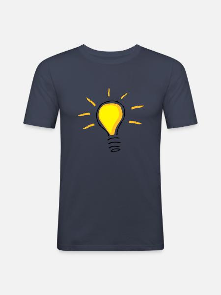 Yellow light bulb turned on - Men's Slim Fit T-Shirt - navy