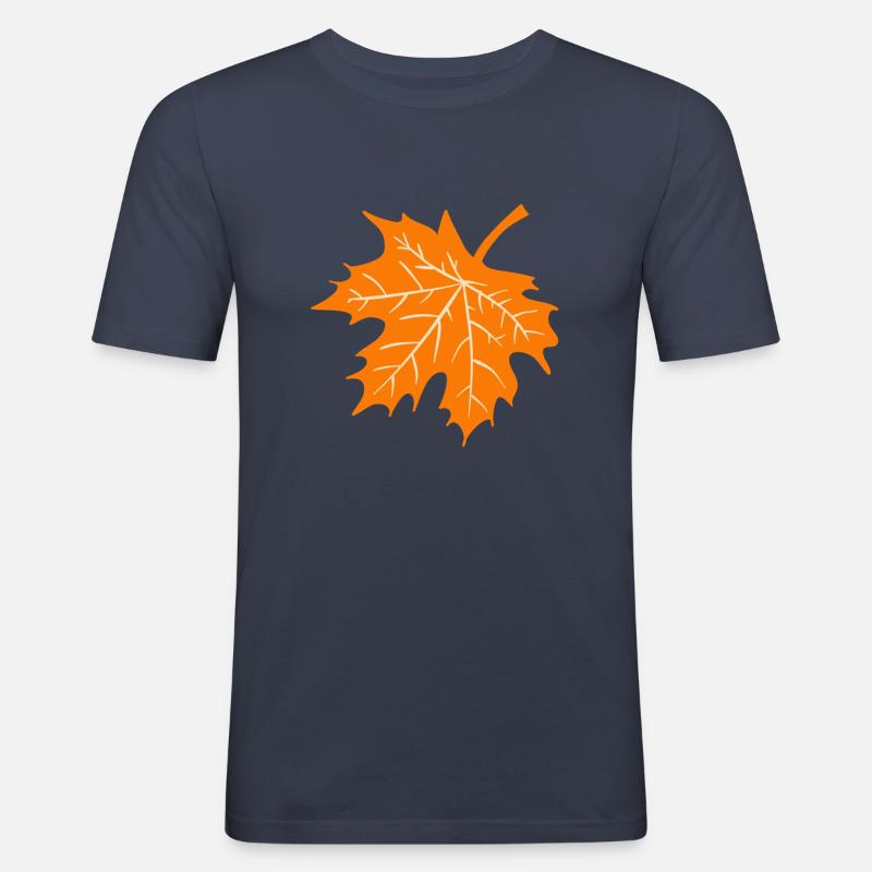 Herbst Blatt Geschenkidee Natur - Männer Slim Fit T-Shirt - Navy