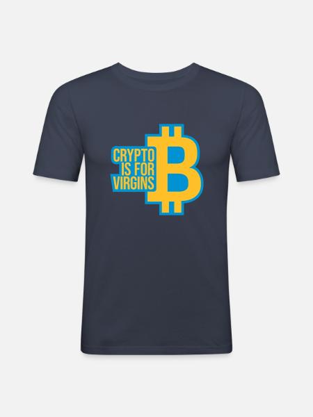 crypto is for virgins - Men's Slim Fit T-Shirt - navy