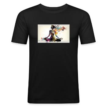 Yoga Woman Abstract - Men's Slim Fit T-Shirt - black - Front - Nik (191cm)