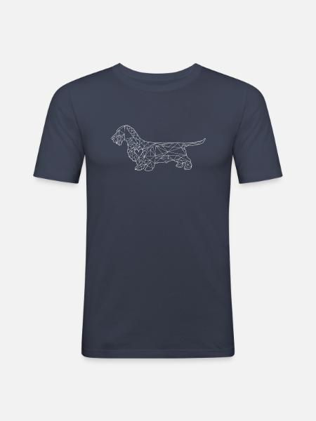 Rough-haired Dachshund line drawing - Men's Slim Fit T-Shirt - navy