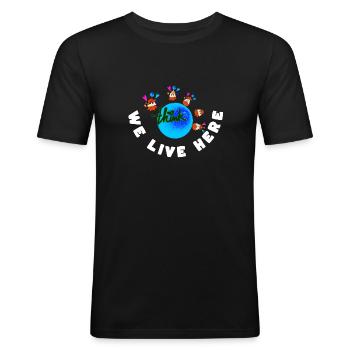 Erden Spruch - Männer Slim Fit T-Shirt - Schwarz - Vorne - Nik (191cm)