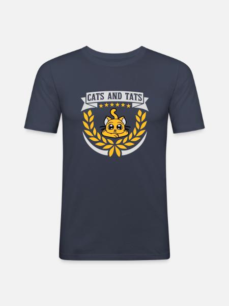 cats and tats quote - Men's Slim Fit T-Shirt - navy