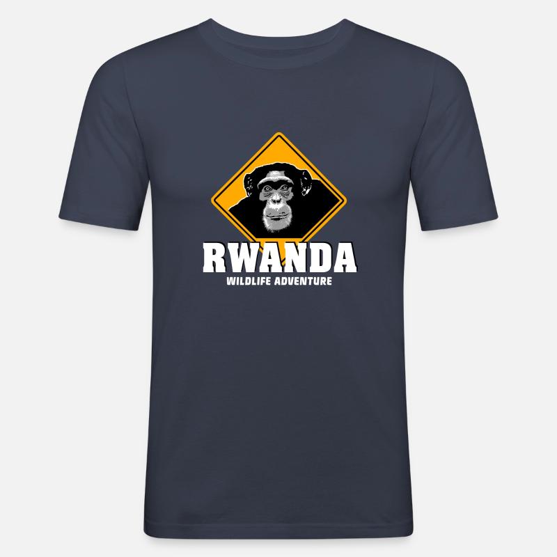Ruanda - Schimpanse - Männer Slim Fit T-Shirt - Navy