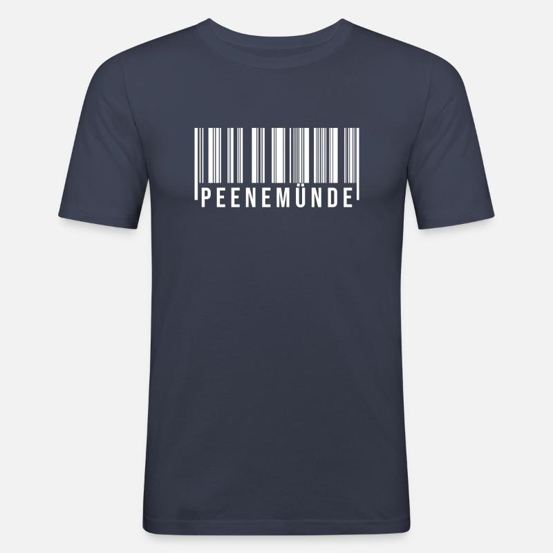 Peenemünde Strichcode - Männer Slim Fit T-Shirt - Navy