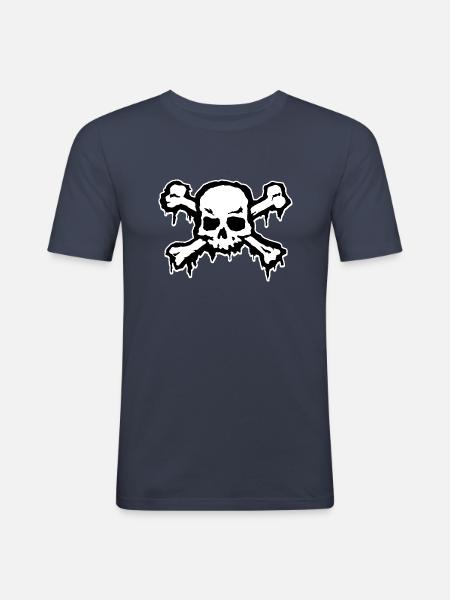 Totenkopf - Männer Slim Fit T-Shirt - Navy