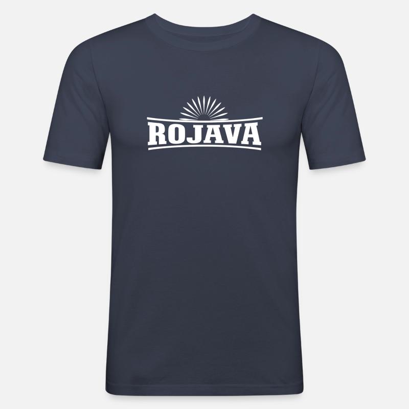 Rojava Weiss - Männer Slim Fit T-Shirt - Navy