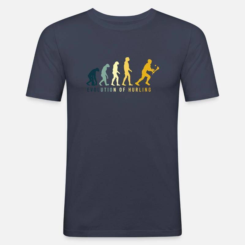 Die Evolution von Hurling - Männer Slim Fit T-Shirt - Navy