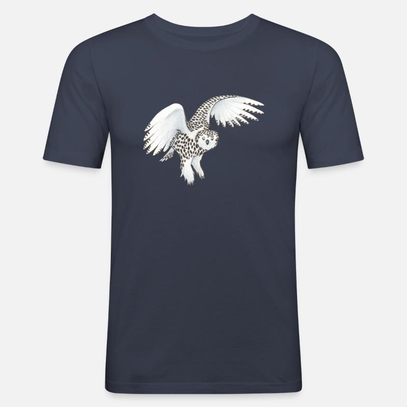 Schneeeule - Männer Slim Fit T-Shirt - Navy