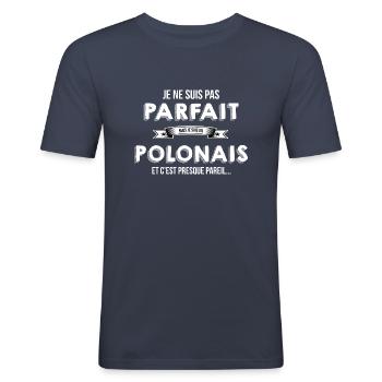 Polonais cadeau humour - T-shirt près du corps Homme - bleu marine - Devant - Nik (191cm)