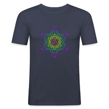 Metatrons Würfel 3 - Männer Slim Fit T-Shirt - Navy - Vorne - Nik (191cm)