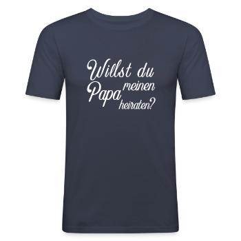 Tu veux épouser mon père ? - T-shirt près du corps Homme - bleu marine - Devant - Nik (191cm)