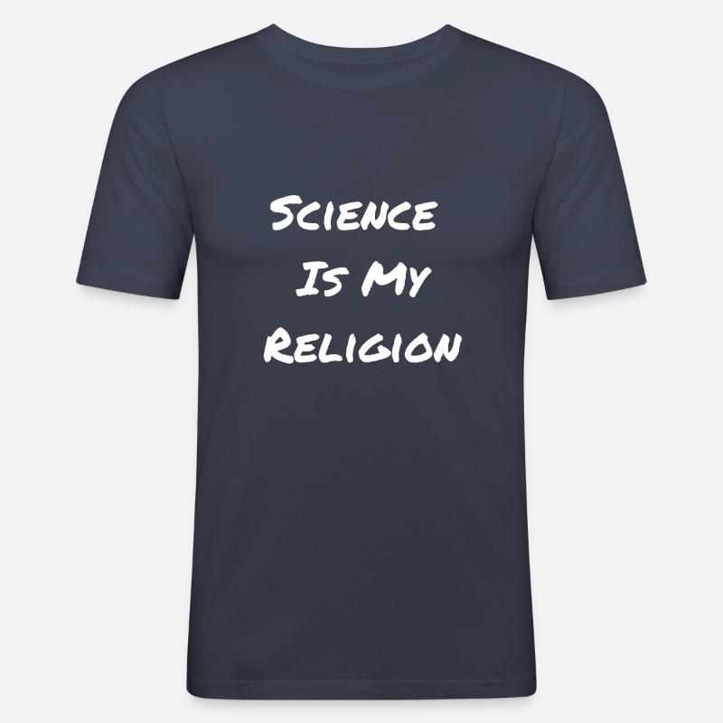 Science Is My Religion - Männer Slim Fit T-Shirt - Navy