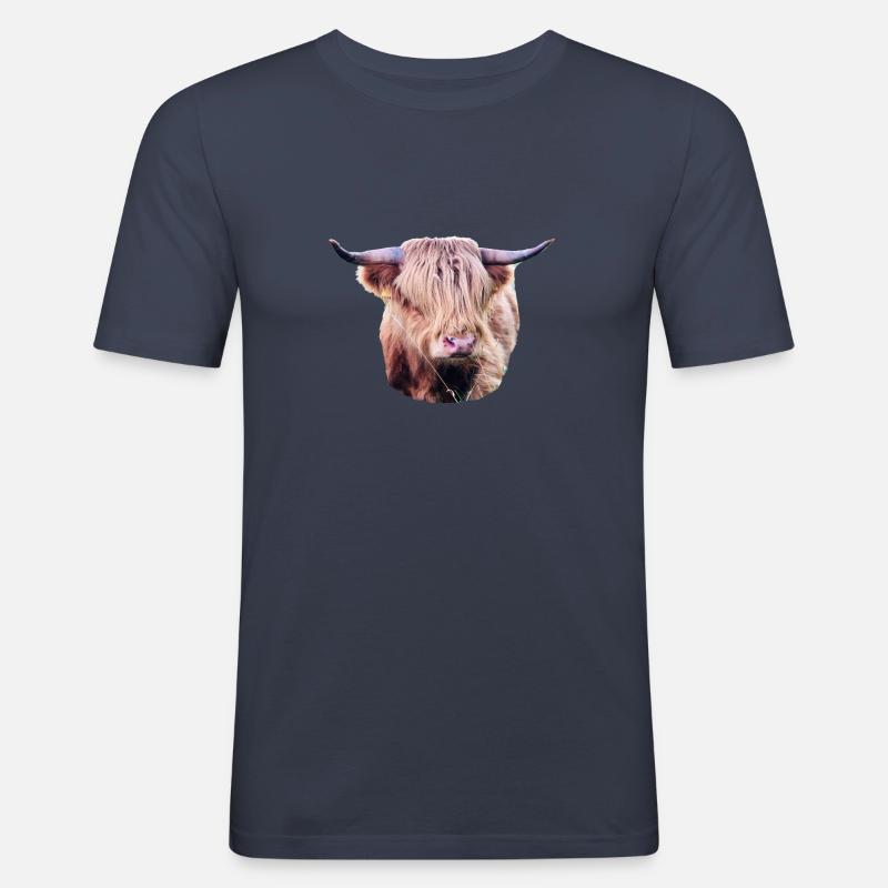 Highland Beef - Men's Slim Fit T-Shirt - navy