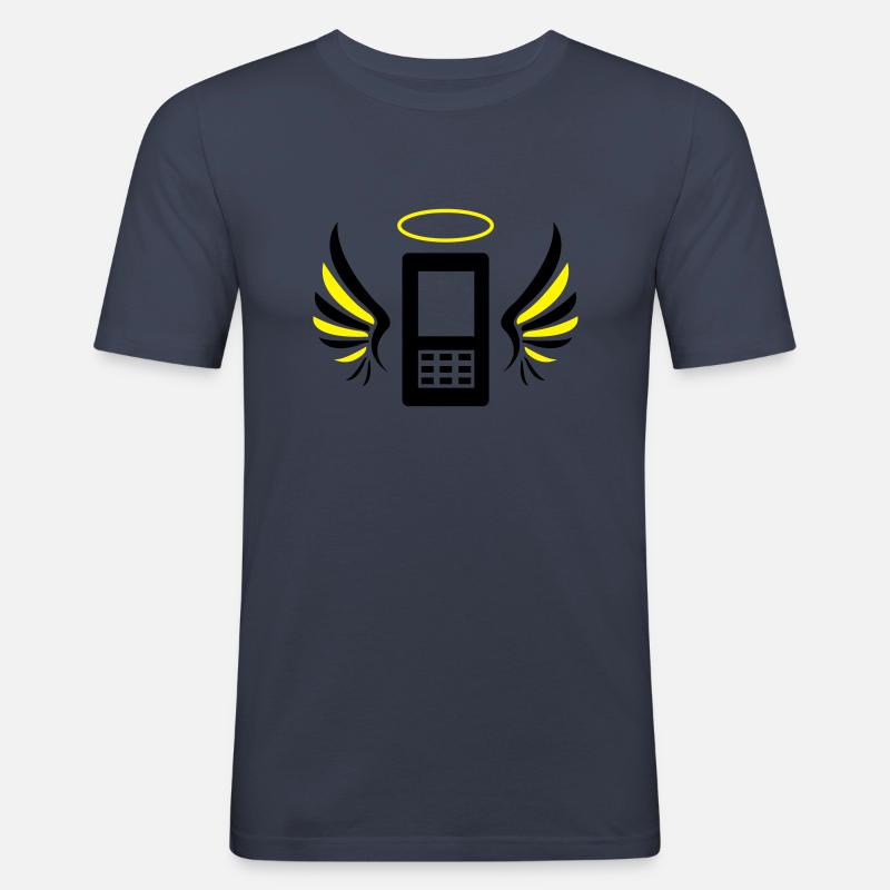 smartphone_engel_02 - Männer Slim Fit T-Shirt - Navy