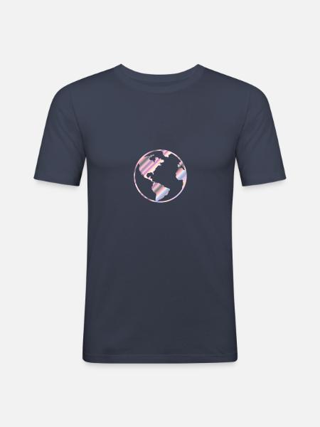 Erde Pastell - Männer Slim Fit T-Shirt - Navy
