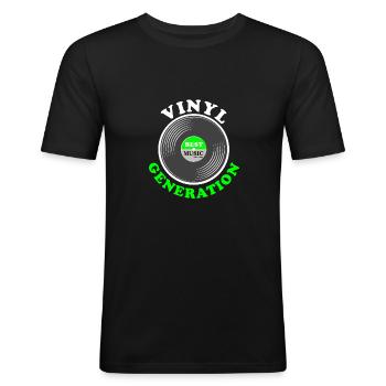 Génération de vinyle - T-shirt près du corps Homme - noir - Devant - Nik (191cm)