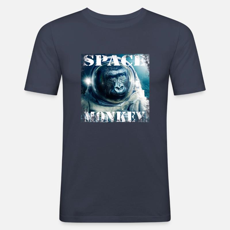 Space Monkey - Männer Slim Fit T-Shirt - Navy