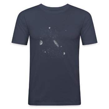 Universum Galaxie Planeten Sterne - Männer Slim Fit T-Shirt - Navy - Vorne - Nik (191cm)