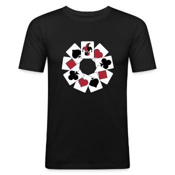 cartes de poker - T-shirt près du corps Homme - noir - Devant - Nik (191cm)