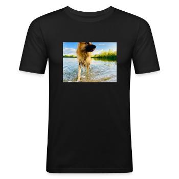 Altdeutscher Schäferhund - Männer Slim Fit T-Shirt - Schwarz - Vorne - Nik (191cm)