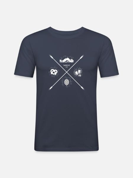 Le mode de vie de la Bavière - Boarisch depuis 555 - T-shirt près du corps Homme - bleu marine