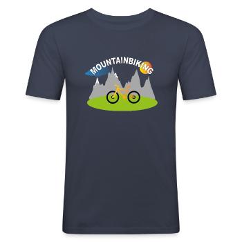 mountain bike design / funny bike designs - Men's Slim Fit T-Shirt - navy - Front - Nik (191cm)