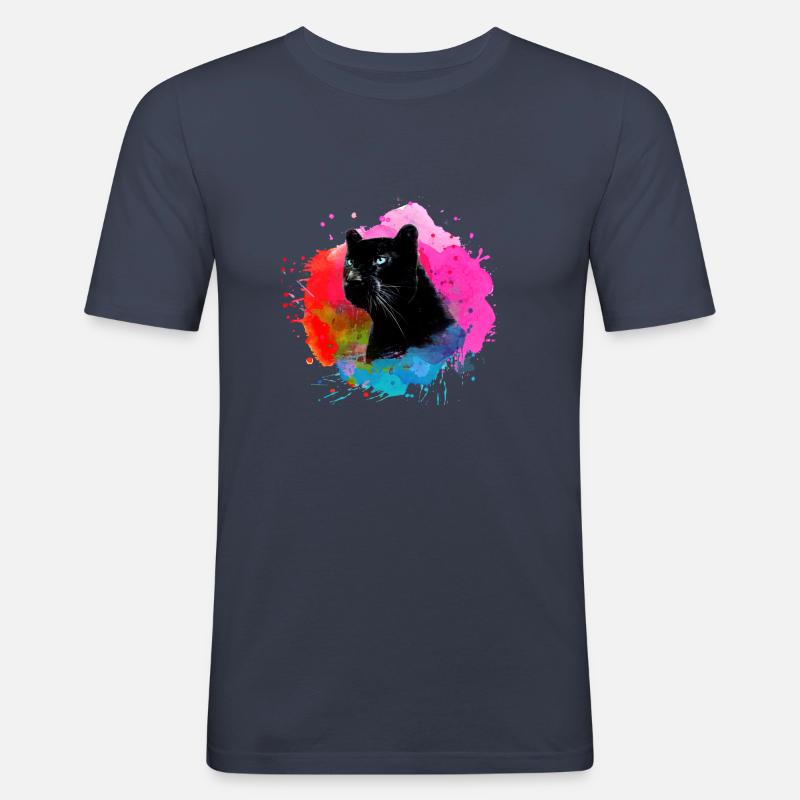 panther,gepard,leopard,schwarz,bunt,graffiti - Männer Slim Fit T-Shirt - Navy