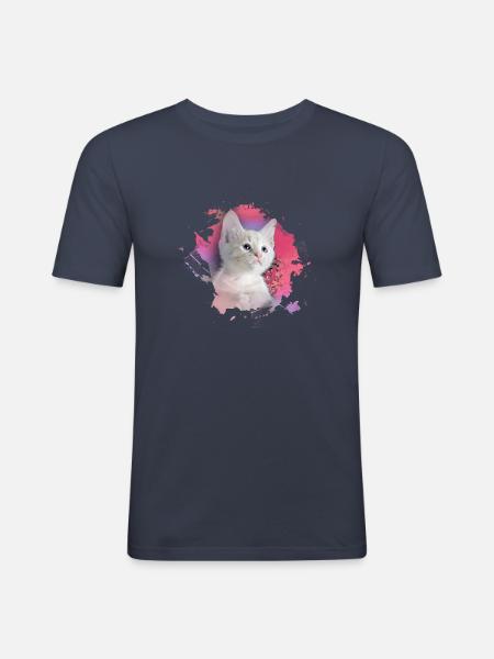 kitten,cat,kitten,graffiti,painting,pink - Men's Slim Fit T-Shirt - navy