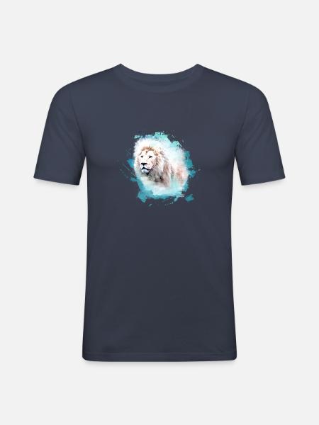 lion,lion's head,graffiti,green,white lion,graffiti - Men's Slim Fit T-Shirt - navy