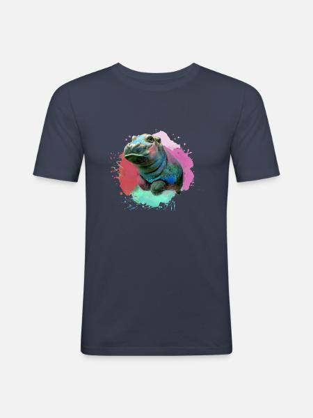 hippo,hippo,graffiti,painting,hippo baby,baby - Men's Slim Fit T-Shirt - navy