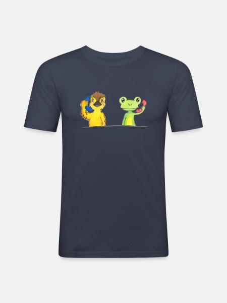 Ente und Frosch - Männer Slim Fit T-Shirt - Navy