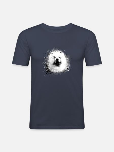 Chow Chow, hund, samojed, maleri, graffiti - Slim Fit T-skjorte for menn - marine